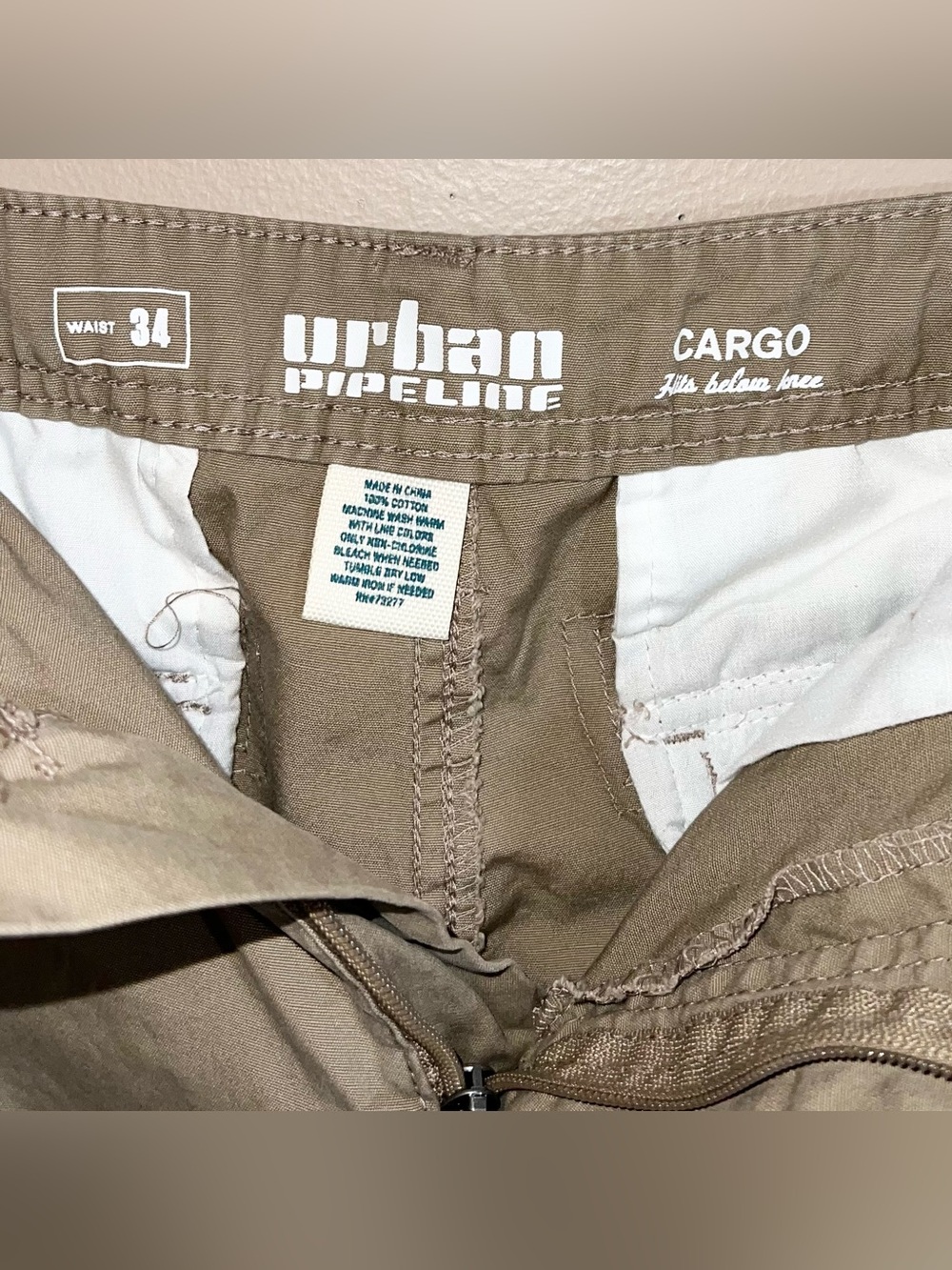 Urban Pipeline Khaki Cargo Shorts Men’s 34 Tan 35x14 - Picture 4 of 5
